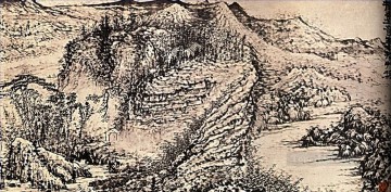 中国 Painting - Shitao 私はすべての素晴らしい山を通過し 1691 年の伝統的な中国のスケッチを修正しました
